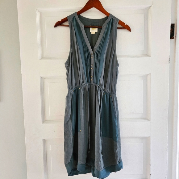 MAEVE teal summer dress with pleats, size small - Picture 1 of 6